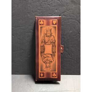 1943 LEATHER BROWN & BIGELOW ART DECO BRIDGE SET Case.